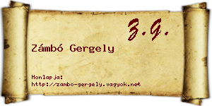Zámbó Gergely névjegykártya